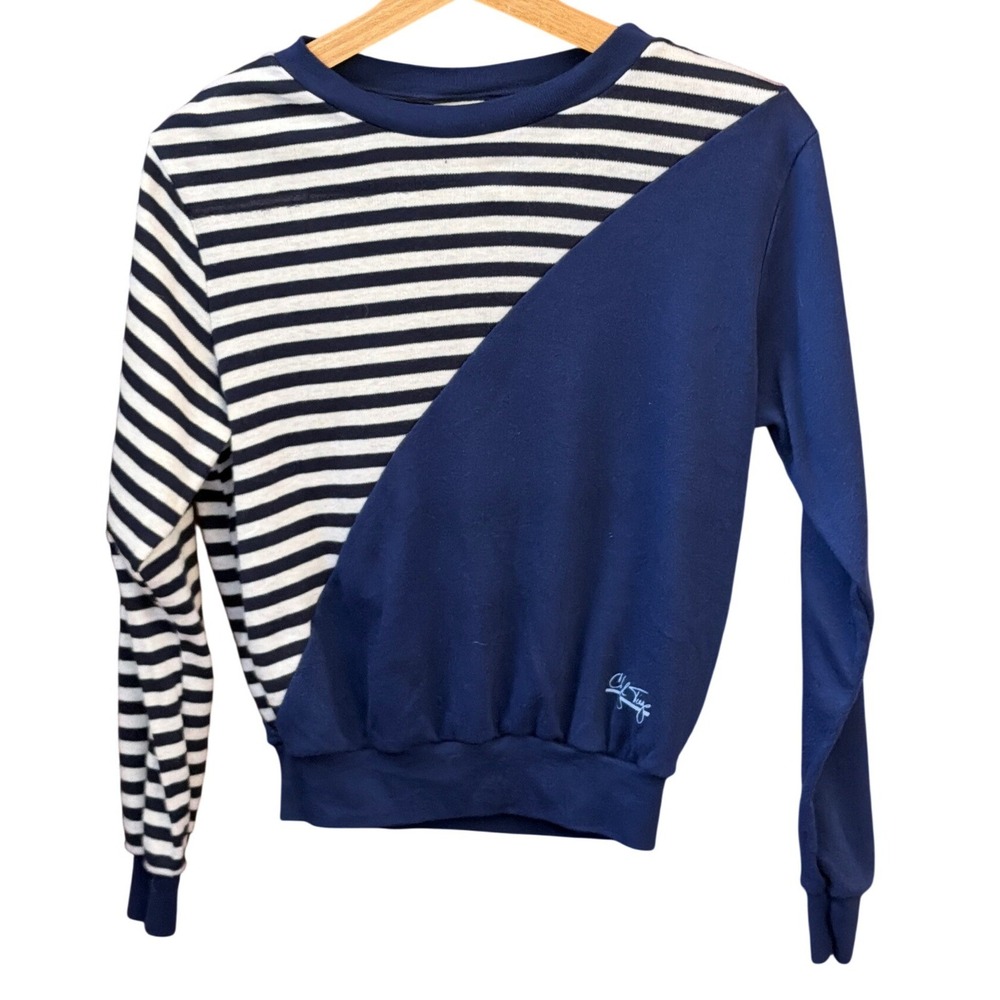 Vintage 80's Cheryl Tiegs Sweatshirt Nautical Colorblock Retro Sporty Preppy